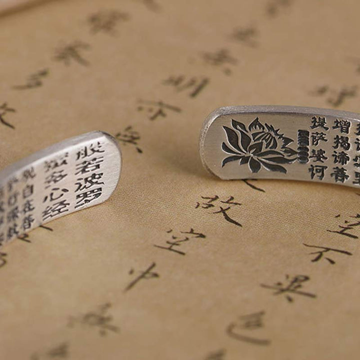 Buddha Stones 999 Srebro Sterlingowe Om Mani Padme Hum Bransoletka Mądrości Lotosu