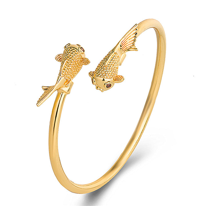 Bransoletka Buddha Stones Double Koi Fish Copper Prosperity Wealth