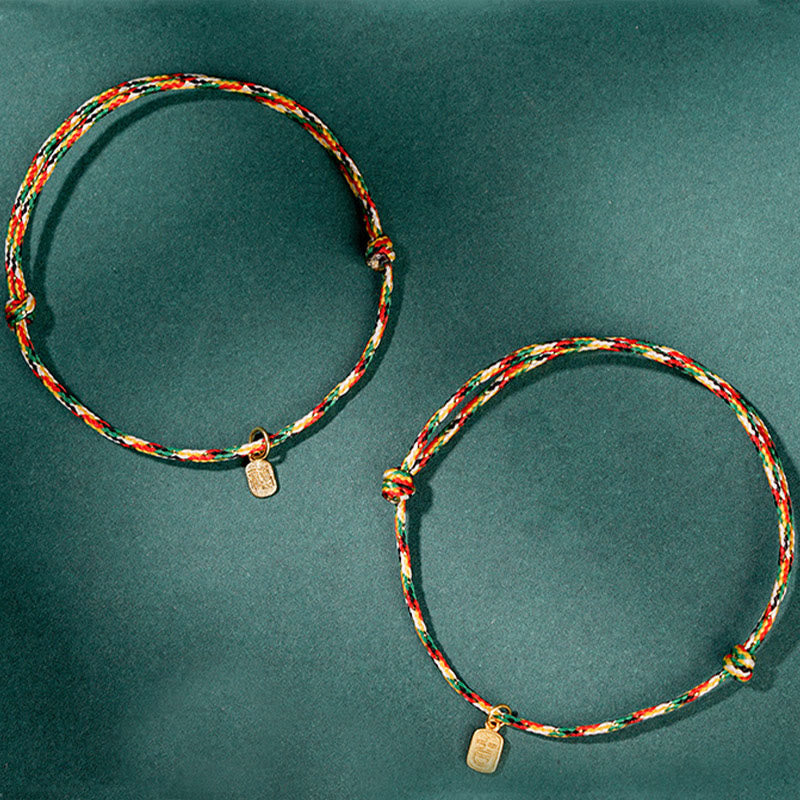 Buddha Stones Pomyślny Fu Charakter Pokój I Radość Szczęście Ręcznie Robione Wielokolorowe Dziecko Dorosły Bransoletka