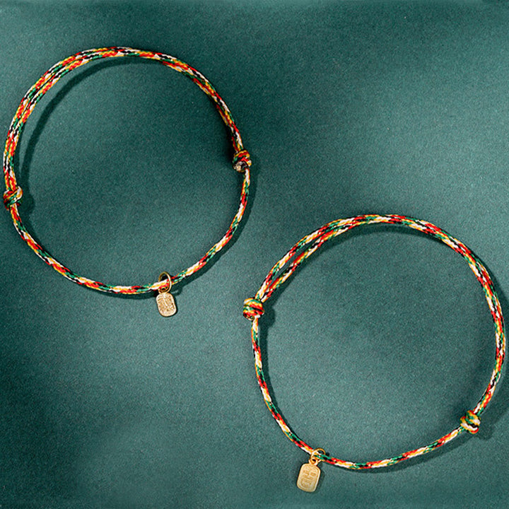 Buddha Stones Pomyślny Fu Charakter Pokój I Radość Szczęście Ręcznie Robione Wielokolorowe Dziecko Dorosły Bransoletka