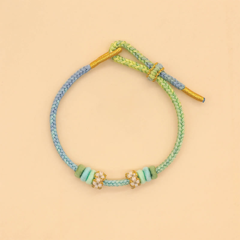 Buddha Stones ręcznie robione ośmionitkowe węzły pokoju, węzeł brzoskwiniowy, pleciona bransoletka ze sznurka szczęścia - image 5