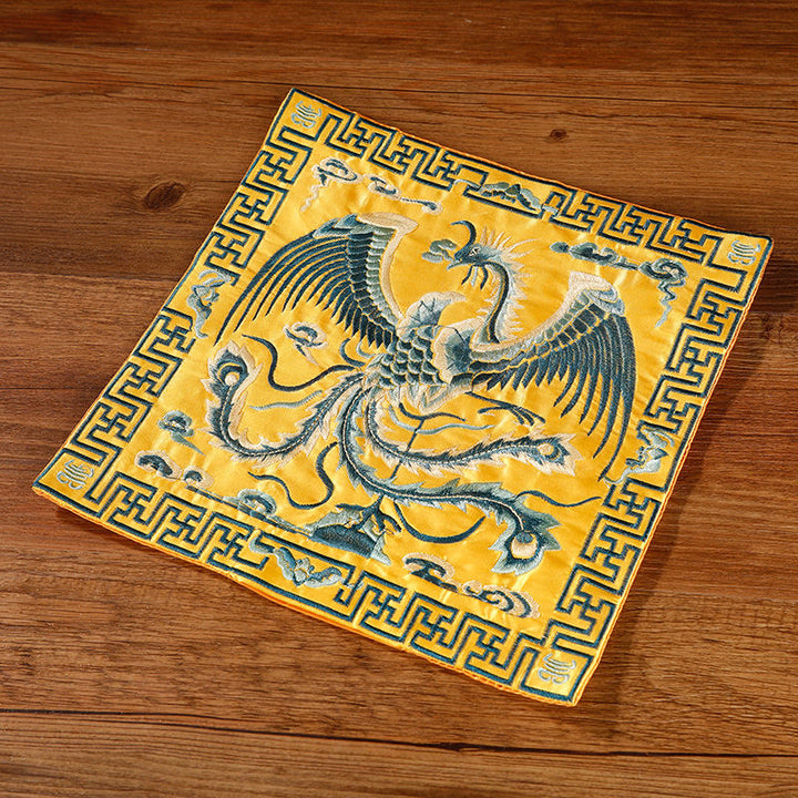 Buddha Stones Feniks Smok Kirin Haftowana Podkładka Pod Kubek Pod Kubek Pod Herbatę Kwadratowa Mata Pod Herbatę Kung Fu
