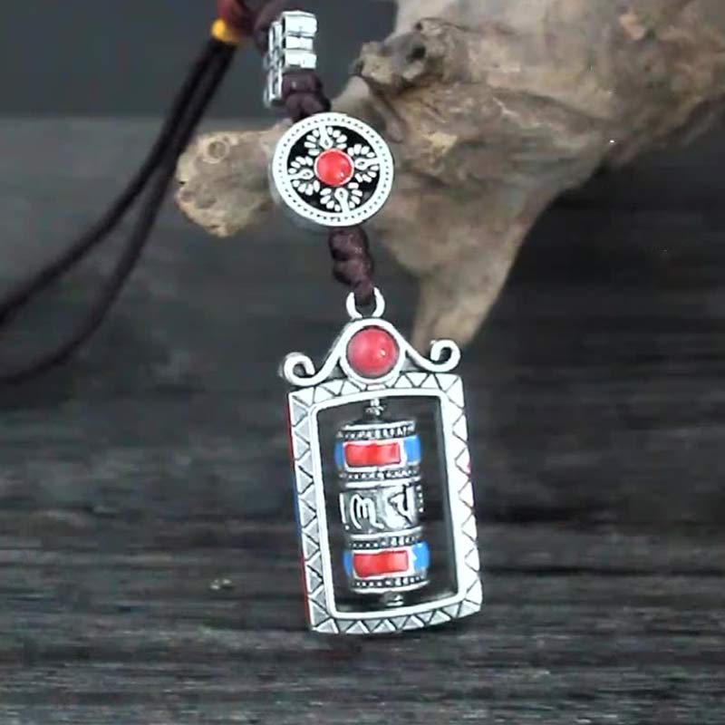 Buddha Stones Sześć Prawdziwych Słów Modlitewny Obrót Koła Węzeł Błogosławieństwo Brelok Dekoracja