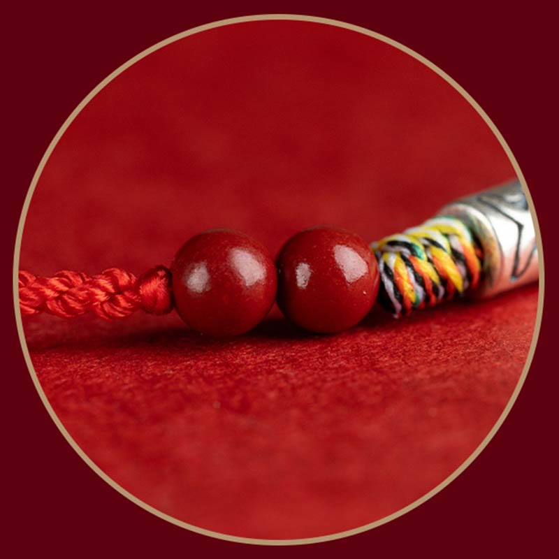 Buddha Stones 925 Srebro Sterling Ryba Koi Koralik Cynober Bogactwo Ręcznie Robiona Bransoletka Pleciona Bransoletka na Nogę