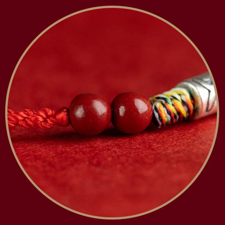 Buddha Stones 925 Srebro Sterling Ryba Koi Koralik Cynober Bogactwo Ręcznie Robiona Bransoletka Pleciona Bransoletka na Nogę