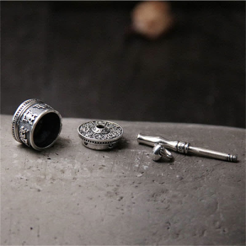 Buddha Stones 925 Srebro Sterlingowe Om Mani Padme Hum Koło Modlitewne Czystość Obrotowy Naszyjnik Wisiorek - image 6