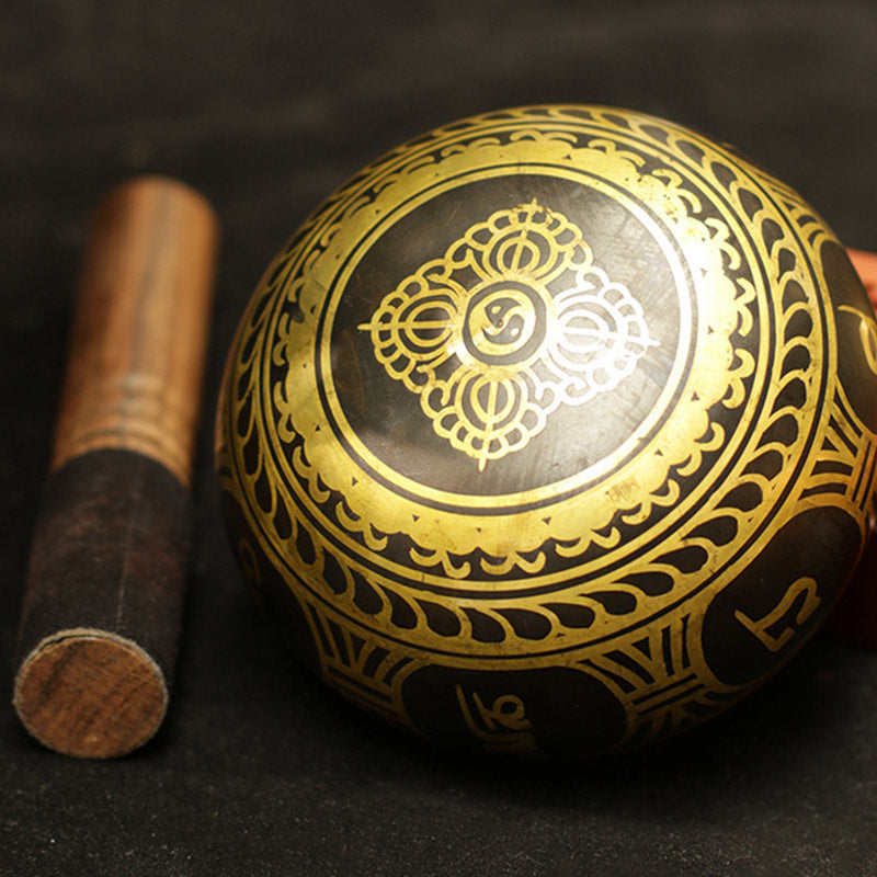 Buddha Stones Tybetańska misa dźwiękowa do medytacji, ręcznie robiona, do uzdrawiania i wspierania uważności, zestaw mis śpiewających