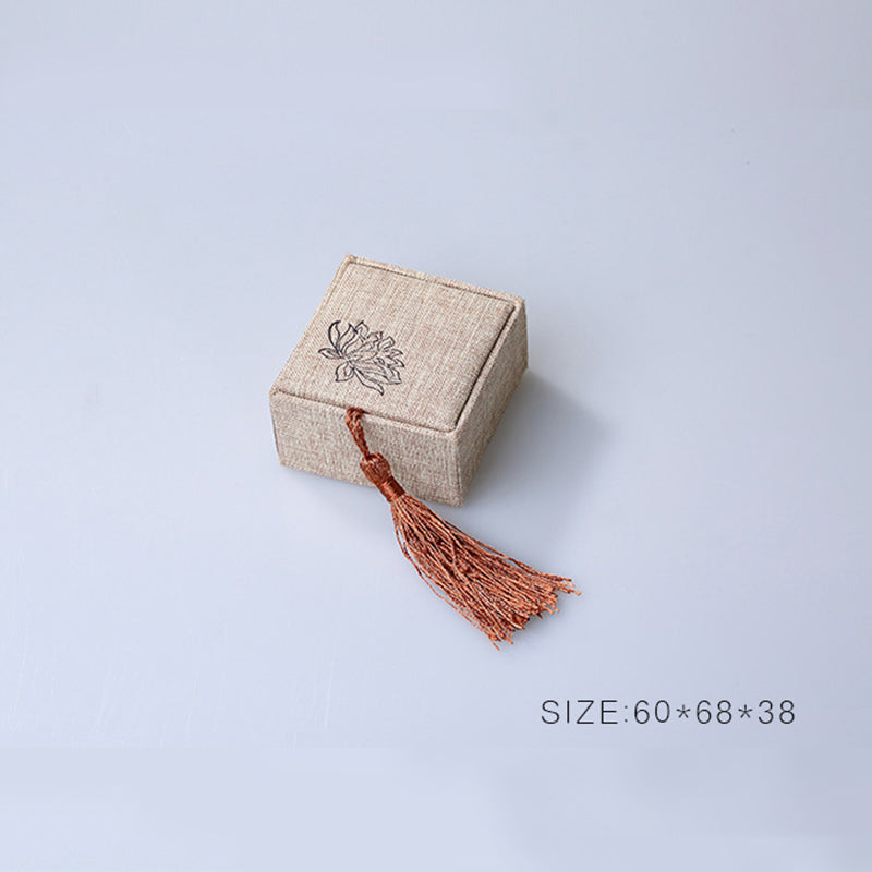 Buddha Stones Wzór Lotosu Pudełko Do Przechowywania Biżuterii Pudełko Na Prezenty Frędzle