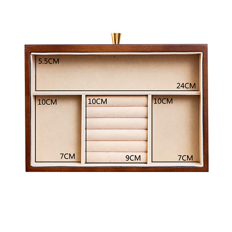 Buddha Stones Retro Solidne Drewniane Pudełko na Biżuterię Pudełko do Przechowywania Biżuterii Z Szufladą