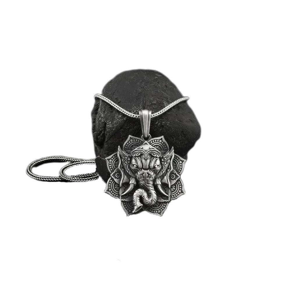 Buddha Stones Czysta Cyna Ganesh Ganpati Ochrona Słonia Amulet Naszyjnik Wisiorek - image 3