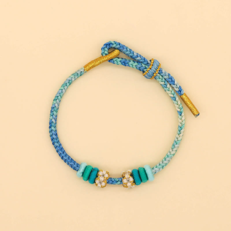 Buddha Stones ręcznie robione ośmionitkowe węzły pokoju, węzeł brzoskwiniowy, pleciona bransoletka ze sznurka szczęścia - image 11