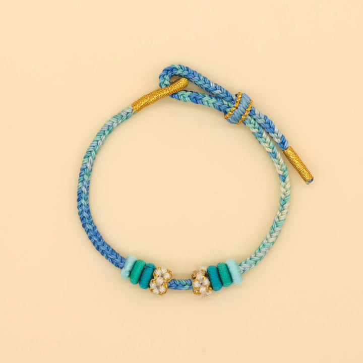 Buddha Stones ręcznie robione ośmionitkowe węzły pokoju, węzeł brzoskwiniowy, pleciona bransoletka ze sznurka szczęścia - image 11