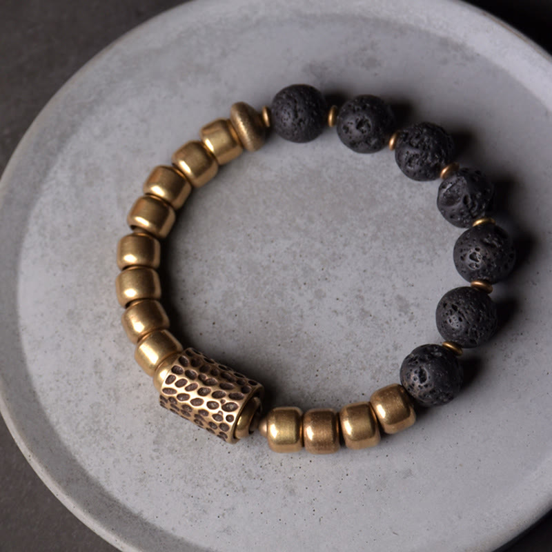 Buddha Stones, kamień lawowy, tęczowy obsydian, miedź, wsparcie, bransoletka lecznicza