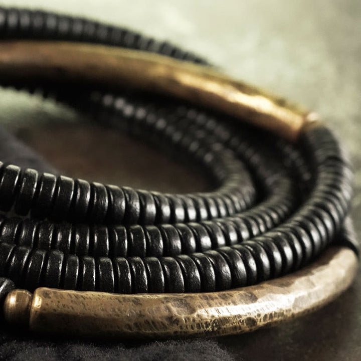 Bransoletka Buddha Stones Ebony Wood Copper Balance Multilayered