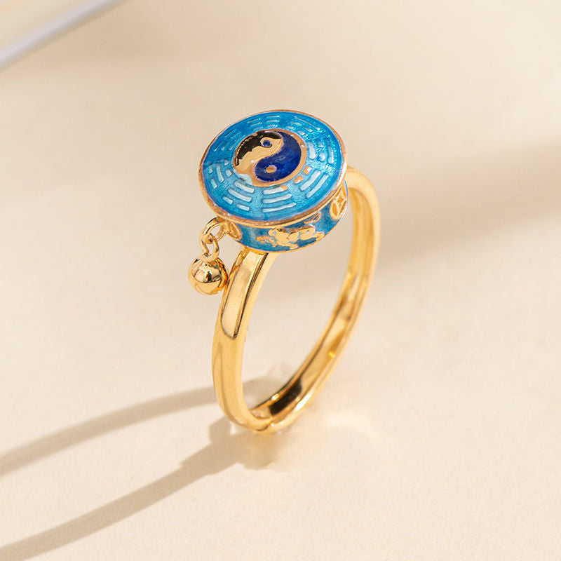 Yin Yang Miedziany Pierścień Szczęścia Bogactwa Obrotowy