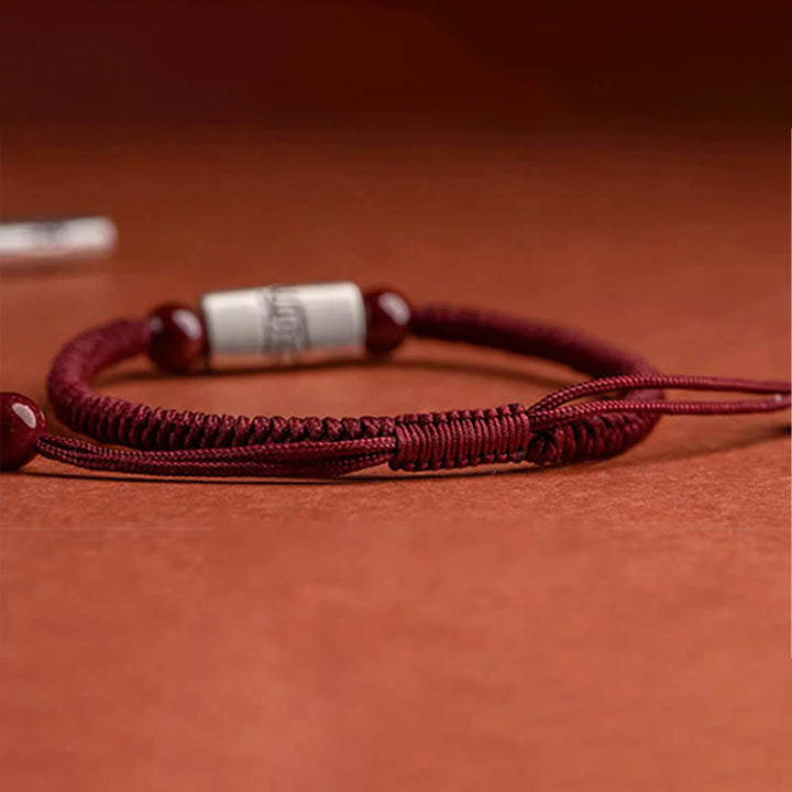 Bransoletka z Buddha Stones 925 srebro 12 chińskich znaków zodiaku z cynobrem