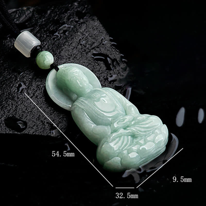 Buddha Stones Amitabha Budda Jadeitowy Amulet Naszyjnik ze Sznurka Współczucia - image 17