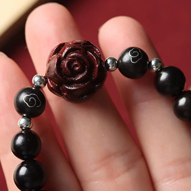 Bransoletka uspokajająca z małych liści i czerwonego drzewa sandałowego z Buddha Stones - image 5