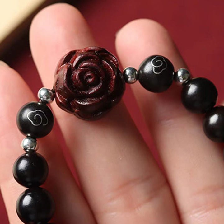 Bransoletka uspokajająca z małych liści i czerwonego drzewa sandałowego z Buddha Stones - image 5