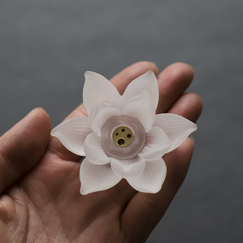 Buddha Stones Mini Lotus Liuli Kryształ Uzdrawiająca Medytacja Kadzidełko Palnik