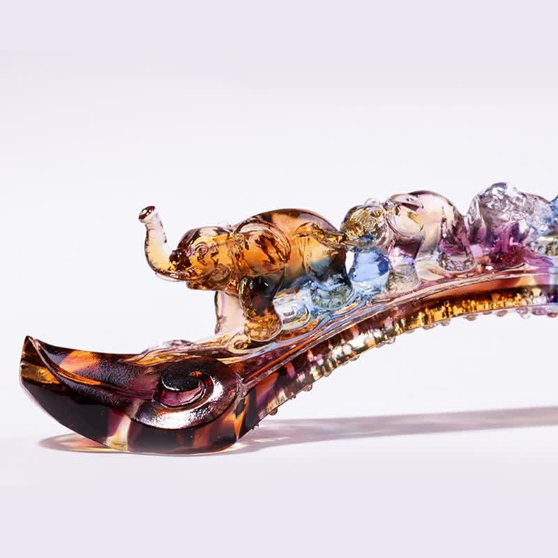 Ręcznie robiony kryształowy słoń Liuli Ruyi, dekoracja domu z kryształową podstawą