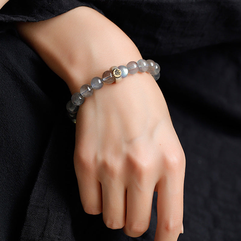 12 chińskich zodiakalnych bransoletek z kamieniem księżycowym i spokojną miłością