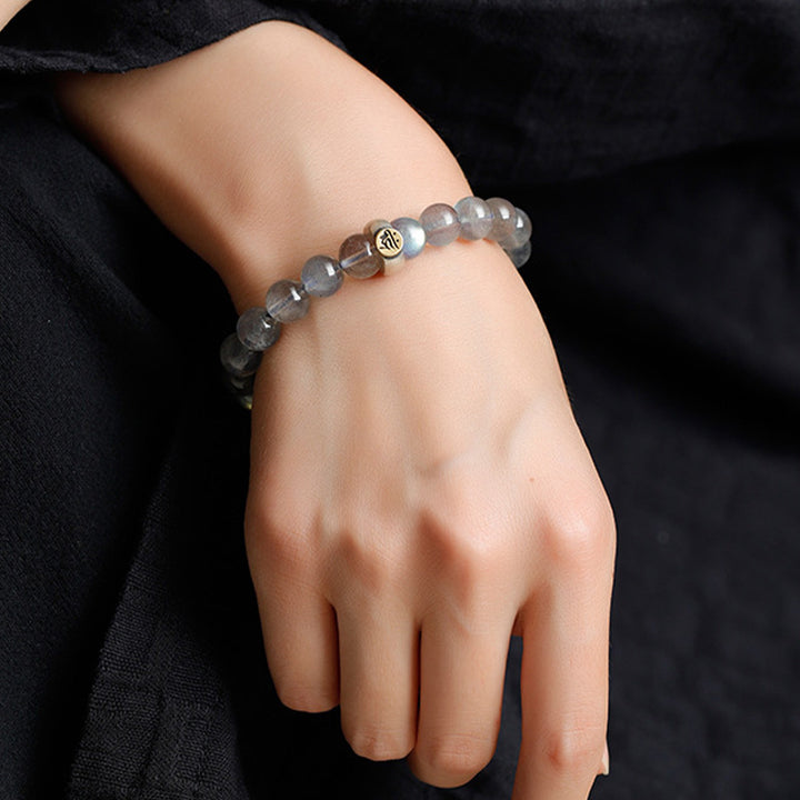 12 chińskich zodiakalnych bransoletek z kamieniem księżycowym i spokojną miłością