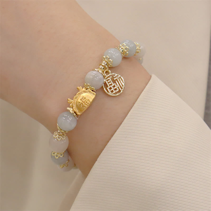 Buddha Stones Rok Smoka Czerwony Agat Kwarc Truskawkowy Czarny Obsydian Jadeit Granat Perła Cynober Pierożek Smok Szczęście Fu Bransoletka - image 21