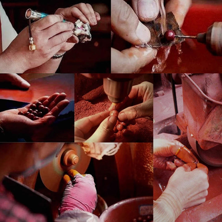 Buddha Stones Rok Smoka Naturalny Cynobrowy Naszyjnik Ochronny Smoka Wisiorek