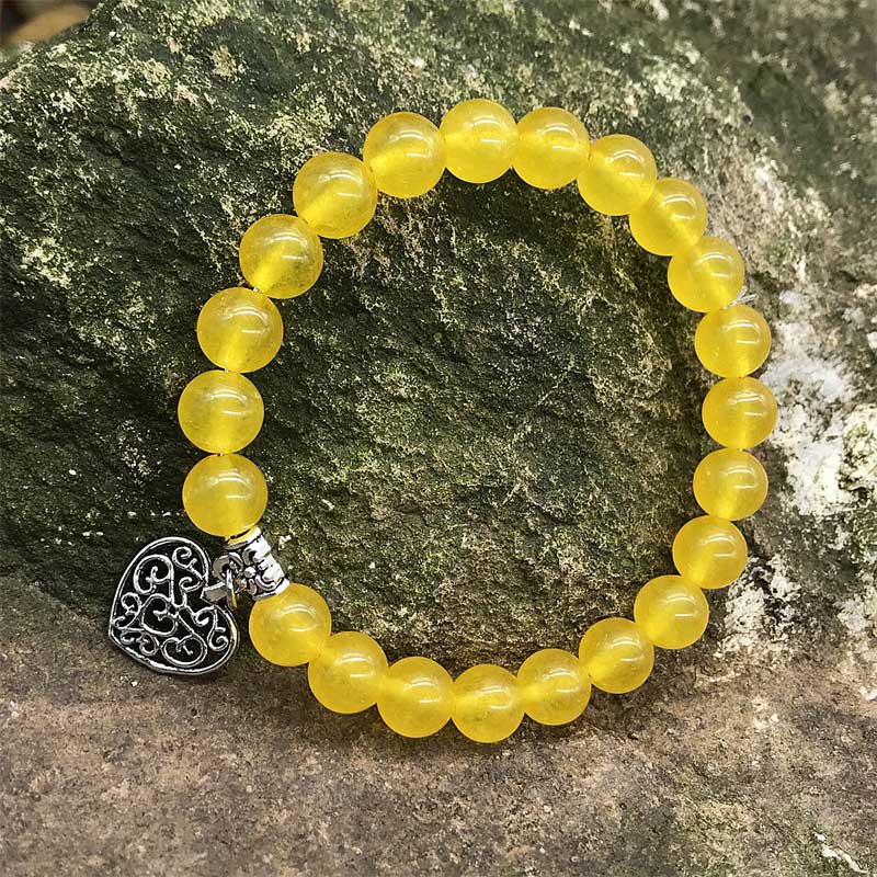 Naturalny kamień szlachetny, bransoletka z zawieszką Lucky Love Heart Stretch