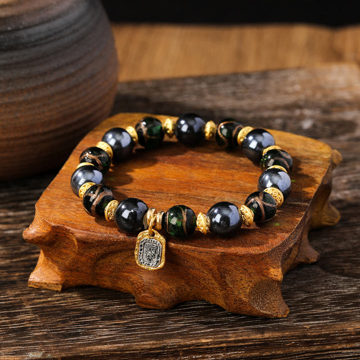 Buddha Stones Tybetańskie Zakiram Bogini Bogactwa Liuli Szkło Kadzidło Popiół Porcelanowe Koraliki Bransoletka Szczęścia