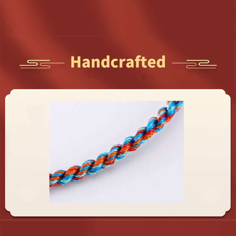 Buddha Stones 925 Srebro Sterling Wzór Zongzi Szczęście Wielokolorowa Bransoletka Ręcznie Robiona