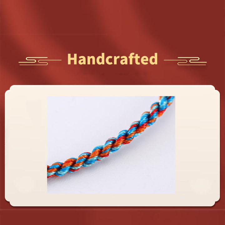 Buddha Stones 925 Srebro Sterling Wzór Zongzi Szczęście Wielokolorowa Bransoletka Ręcznie Robiona