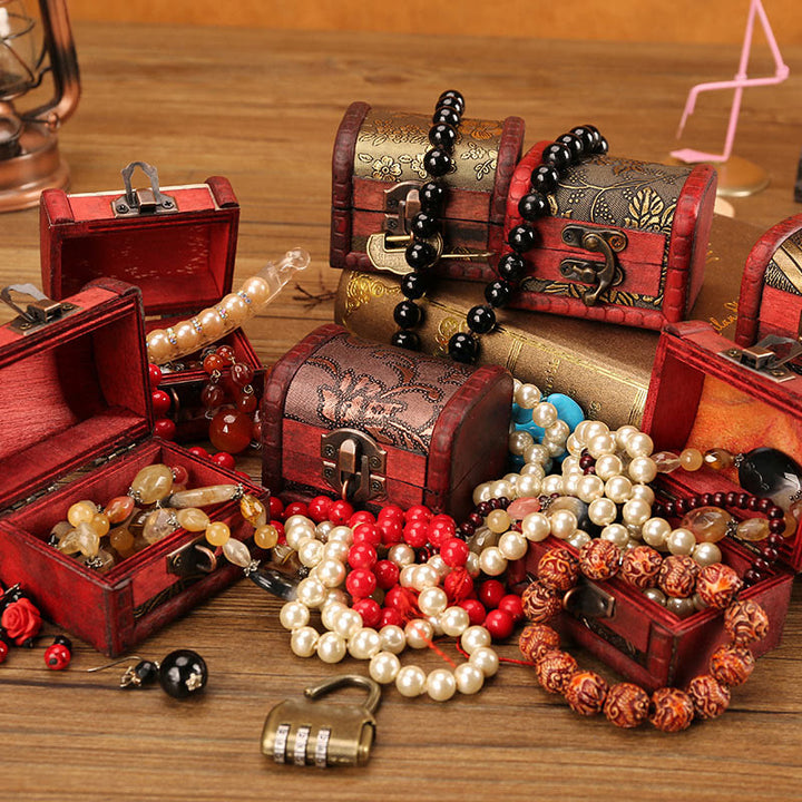 Buddha Stones Retro Małe Drewniane Pudełko Na Biżuterię Lotos Złote Winogrona Miedziana Moneta Żonkil Trawa Kwiat Pudełko Do Przechowywania Biżuterii