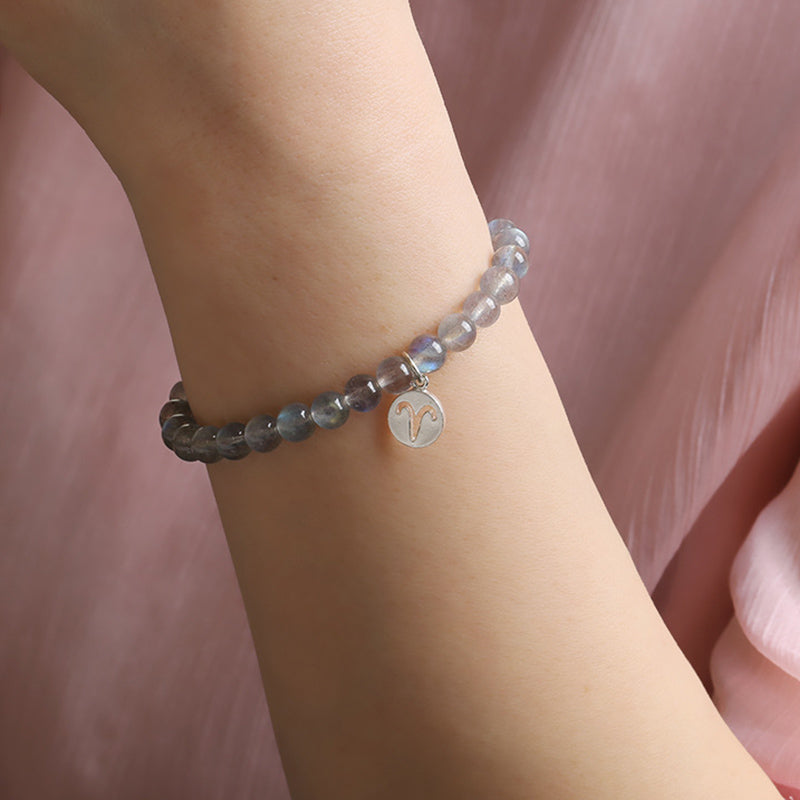 12 konstelacji zodiaku, bransoletka z kamienia księżycowego