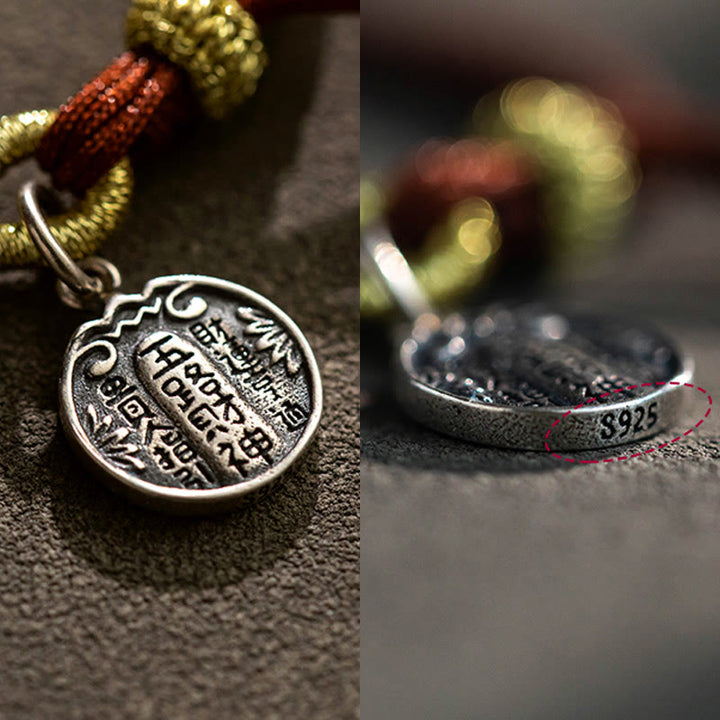 Buddha Stones Ręcznie robione 925 Srebro Pięć Kierunków Bogowie Bogactwa Szczęścia Ochrona Bransoletka Warkocz - image 7