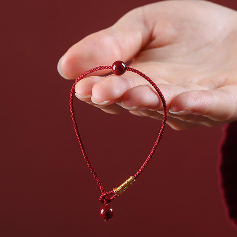 Bransoletka z naturalnego czerwonego agatu Cinnabar Red z Buddha Stones