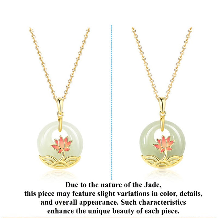 Buddha Stones 925 Srebro Sterlingowe Hetian Biały Jadeit Kwiat Lotosu Naszyjnik Błogosławieństwo Wisiorek - image 10
