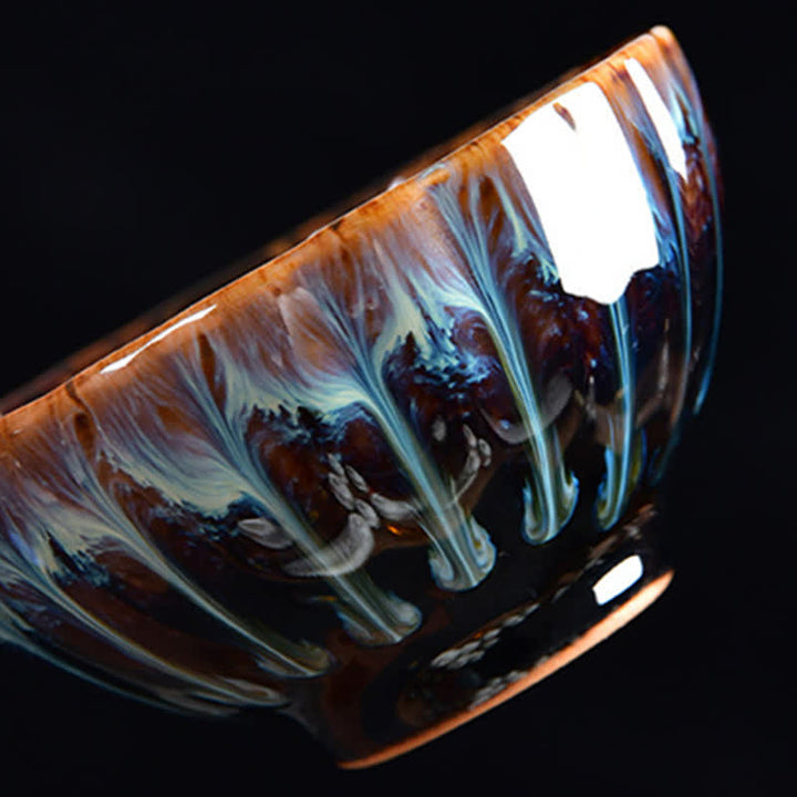 Buddha Stones Lotos Paw Smok Feniks Ryba Koi Ceramiczna filiżanka do herbaty Intarsjowane filiżanki do herbaty 120 ml