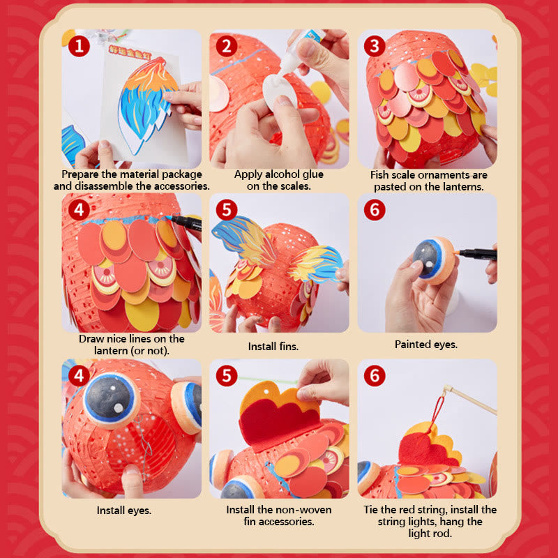 Buddha Stones DIY Powodzenia Koi Ryba Papierowa Lampa Latarnia Święto Środka Jesieni Dziecko Dzieci Dekoracja Latarni