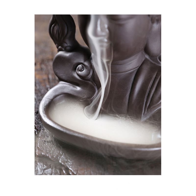 Buddha Stones Smok Budda Pomyślne Chmury Fioletowa Glina Uzdrawiająca Kadzielnica Dekoracja