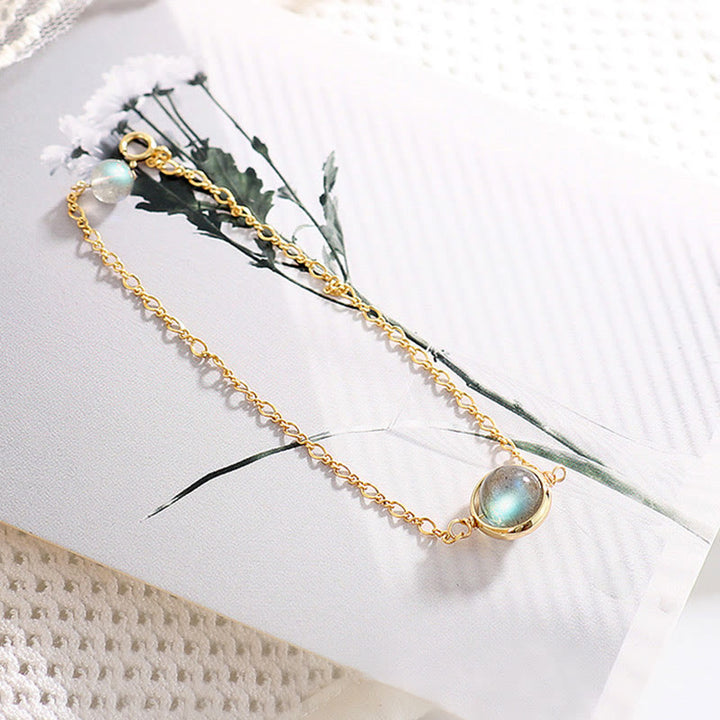 Bransoletka z Buddha Stones 14k pozłacana naturalnym kamieniem księżycowym, uzdrawiająca miłość