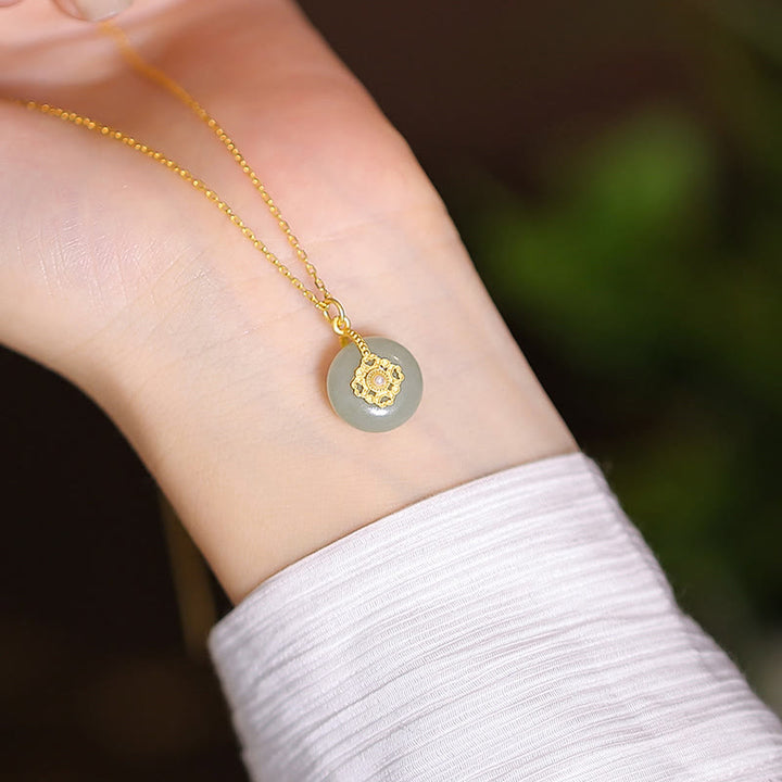 Buddha Stones 925 Srebro Sterling Naturalny Hetian Jade Cyan Jade Szczęście Śmiejący się Budda Motyl Naszyjnik Wisiorek - Klamra z jadeitu Hetian Peace - image 33