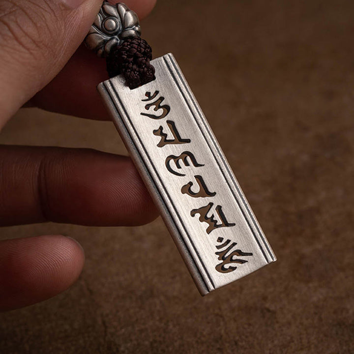 Buddha Stones 999 Srebro Sterlingowe Om Mani Padme Hum Grawerowany Naszyjnik Mądrości Lotosu Wisiorek - image 10