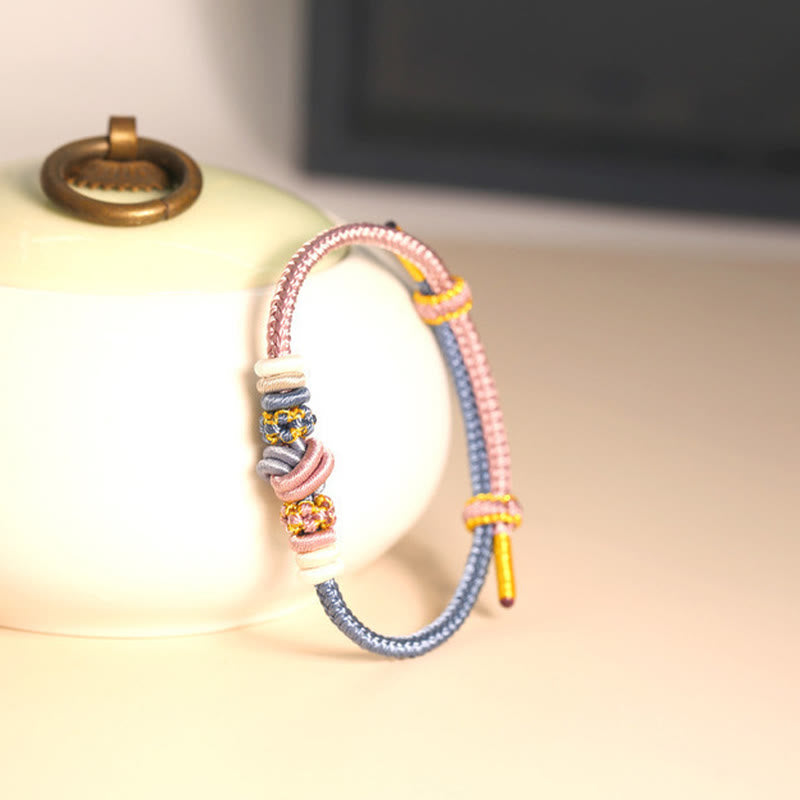 Bransoletka Buddha Stones Dwukolorowa Lina Ręcznie Robiona Osiem Nici Węzeł Pokoju Szczęście Połączenie