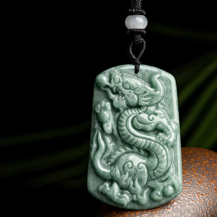 Buddha Stones Rok Smoka Chiński Zodiak Smok Jadeit Amulet Sukcesu Naszyjnik Wisiorek