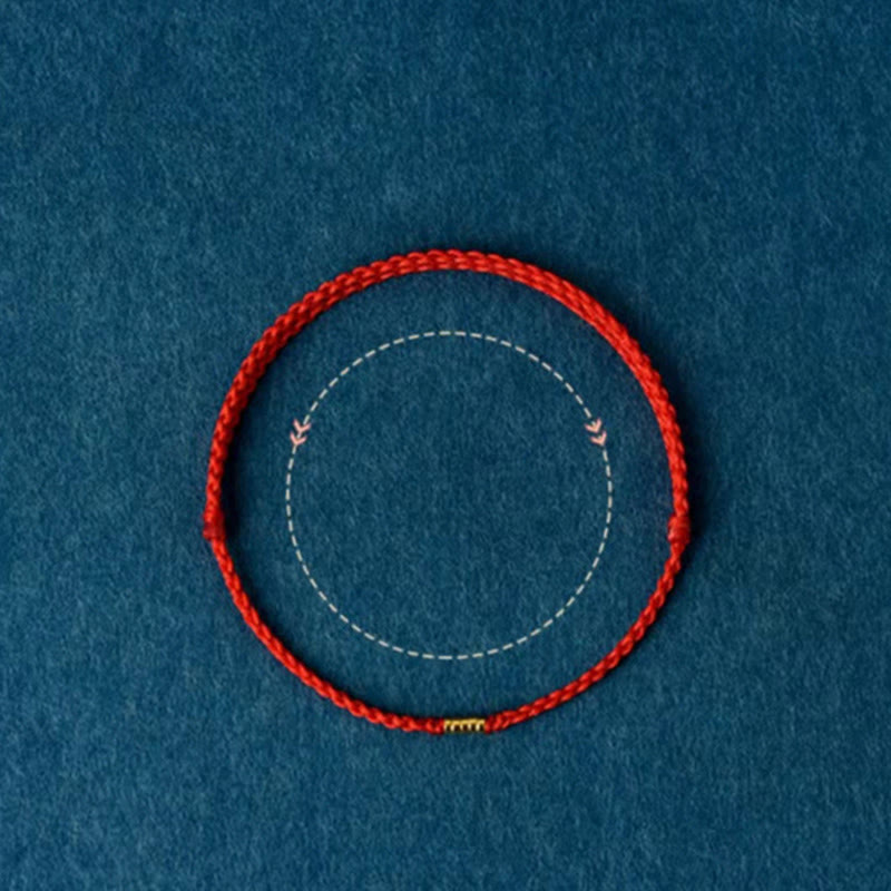 Bransoletka Buddha Stones 925 Srebro Sterlingowe Szczęśliwe Złote Koraliki Pleciony Sznurek Anklet