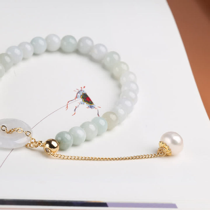 Bransoletka Buddha Stones Natural Jade Pearl Peace Buckle Prosperity Luck