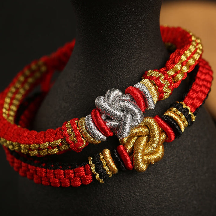 Buddha Stones Kolorowa Lina Prawdziwa Miłość Węzeł Szczęścia Bransoletka Ręcznie Robiona