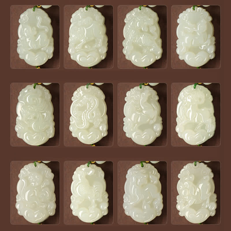 Bransoletka ze srebra próby 925 ze sznurka z chińskim znakiem zodiaku Hetian Jade